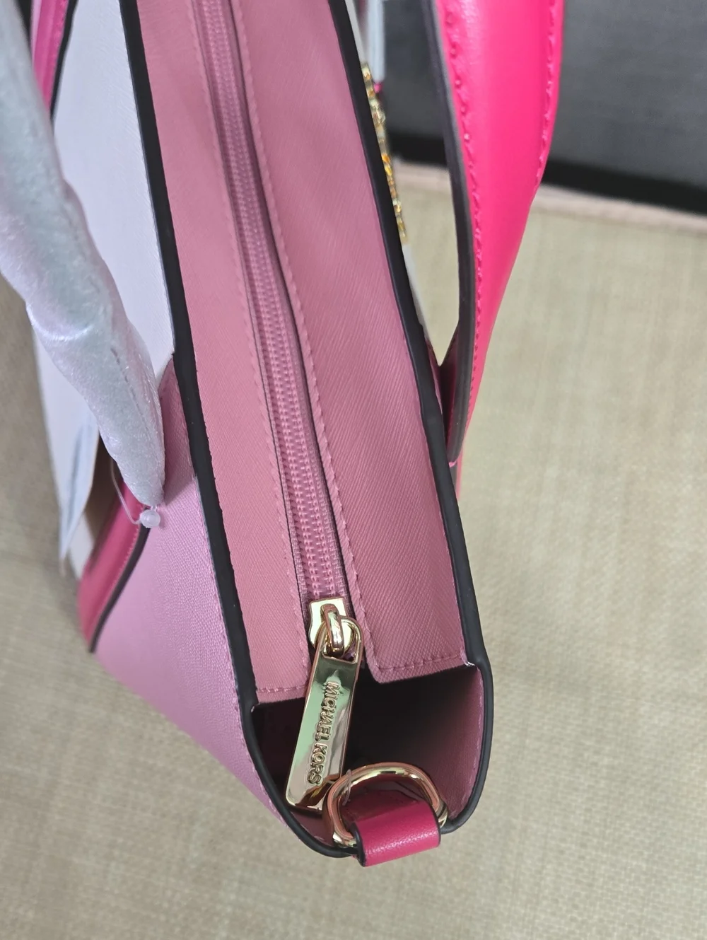 Michael Kors Pink & White Color-Block Saffiano Tote